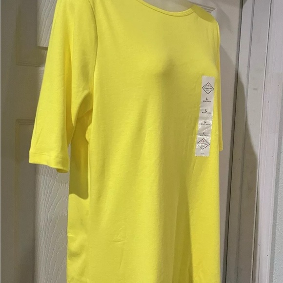 St Johns Bay Women S/S Boat Neck Tee Blazing Yellow Size Large NWT - Picture 3 of 7